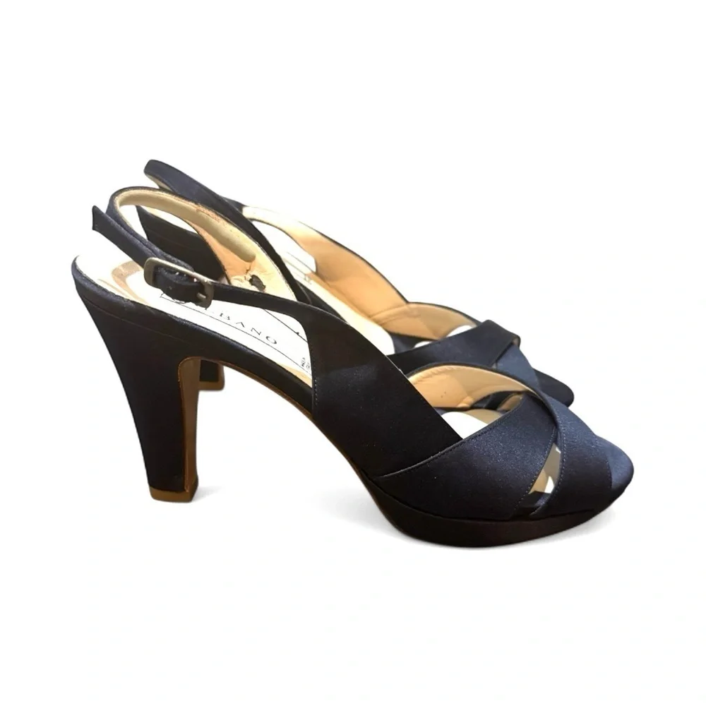 Albano Rich Blue Satin Strappy Heels Size 39 Eur 8.5 US Formal Italy Wedding